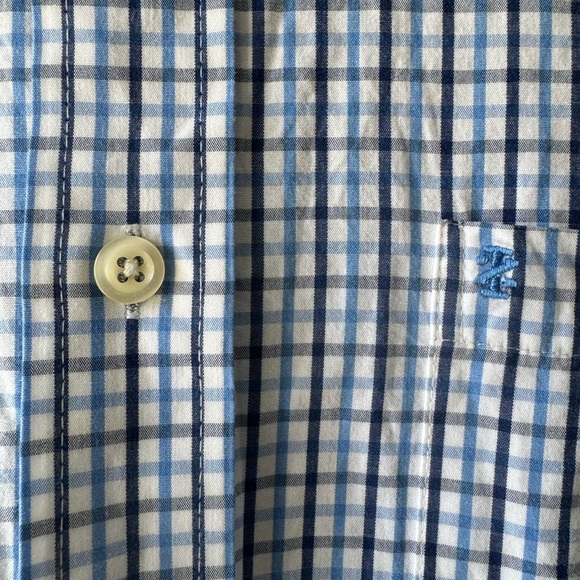 IZOD 2015 Men’s Long Sleeve Button Down Navy/Light Blue/ White Plaid Shirt 4XL - Picture 15 of 17